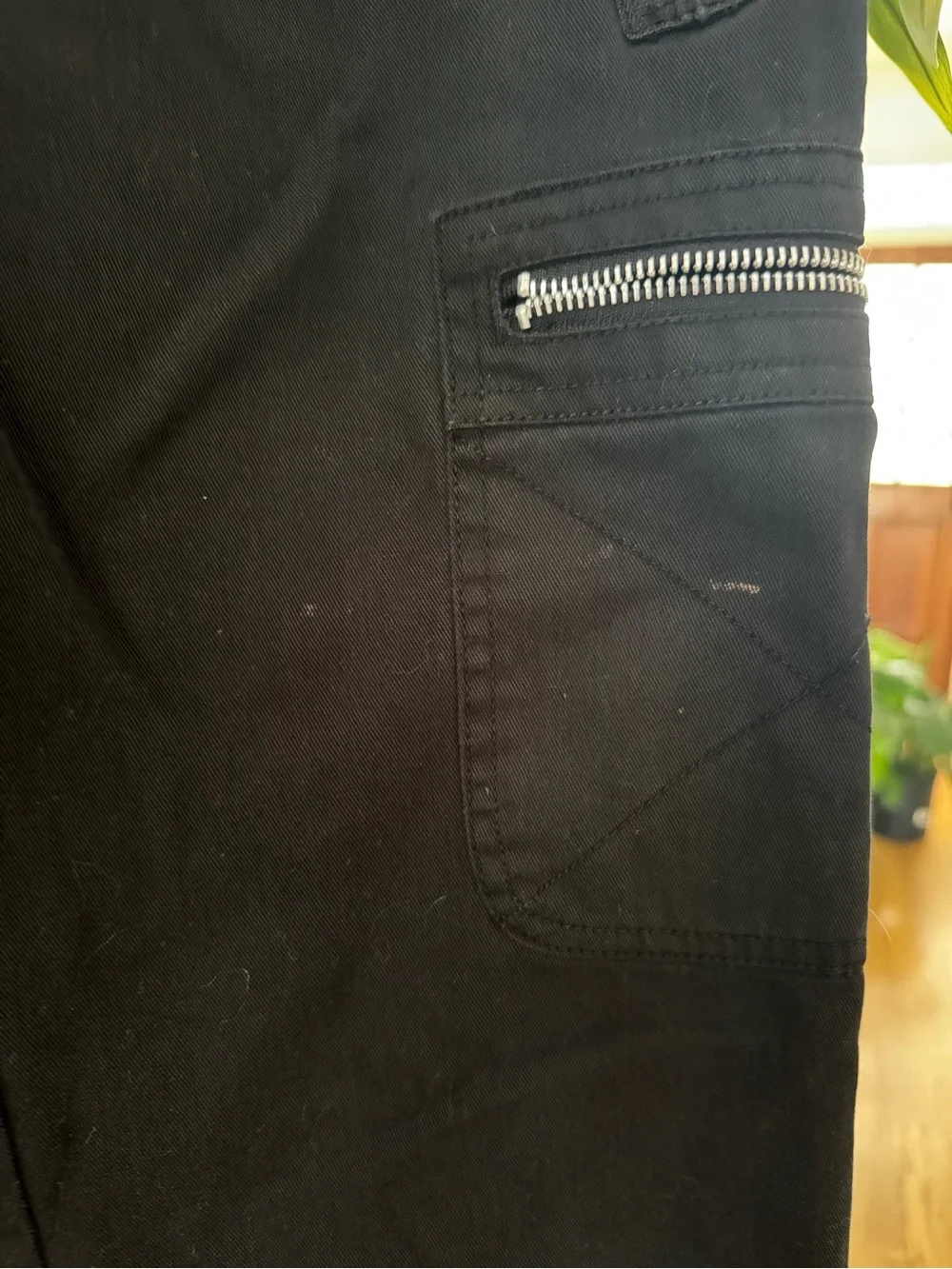 DICKIES Black Bondage Zipper Skater Work Wide Leg Punk Cargo Pants